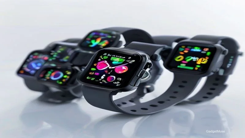 Collage of best budget smartwatches under 10000 with health tracking 2026, showing screens, straps and icons | GadgetMuse