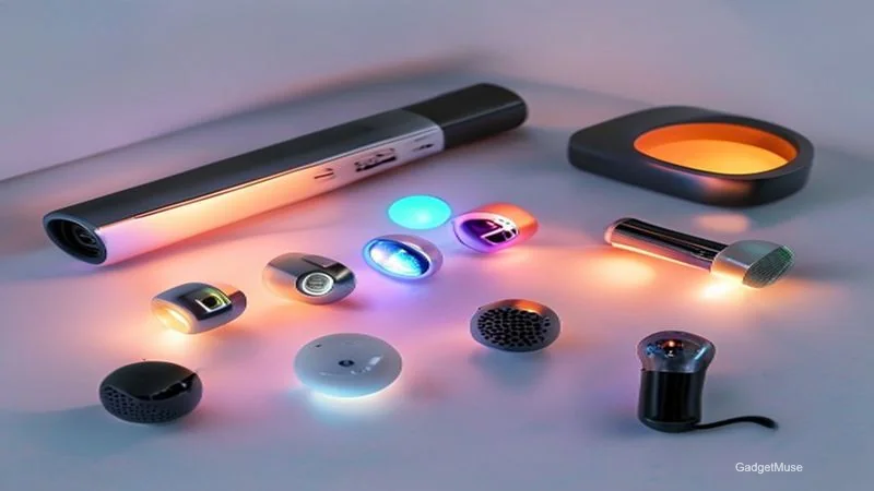 DIY smart lighting kit for Indian homes showing colorful LED strips installed in a modern living room, controlled by a smartp