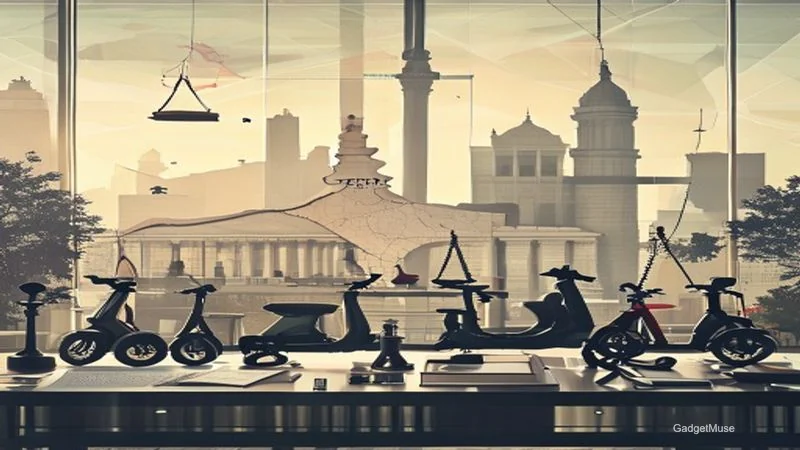 India map illustrating government regulations on micro‑mobility rentals, with scooter zones and policy icons | GadgetMuse