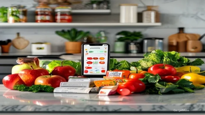 Shopper with coupons and phone displaying discount apps, showing how to get extra grocery discounts May 2026 | GadgetMuse