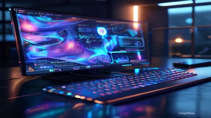 Screenshot of a free AI image generator interface creating a vibrant landscape illustration | GadgetMuse