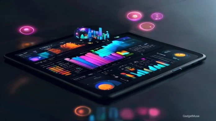 AI‑powered expense tracker apps with GST support displayed on a smartphone screen, showing charts, receipts and tax calculati