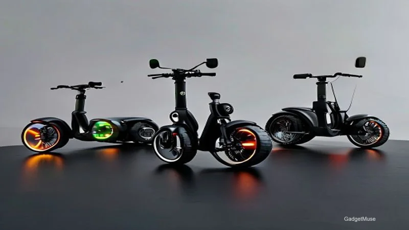 Bar chart of micro‑mobility scooter battery life comparison India for three models, showing range percentages | GadgetMuse