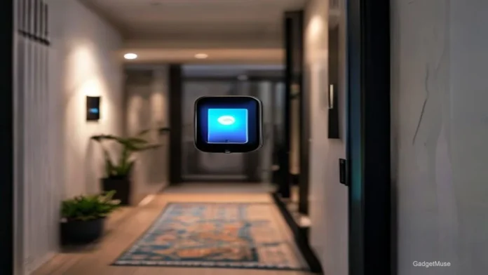 Smart doorbell reviews for Indian apartments: sleek device on a balcony with video call and motion alerts | GadgetMuse