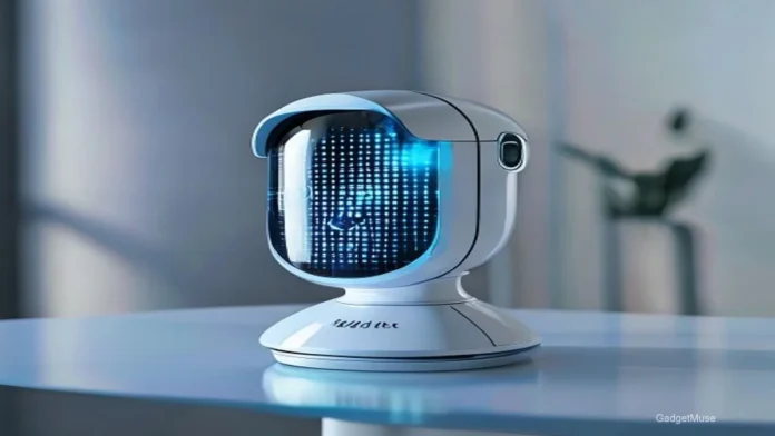Smart security cameras with Indian facial‑recognition monitoring a modern home entrance, displaying biometric alerts on scree