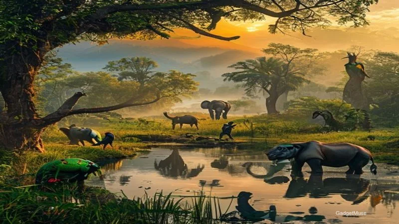 Eco‑tourism packages for wildlife sanctuaries India 2026: tourists spotting tigers, elephants and birds in lush forest reserv