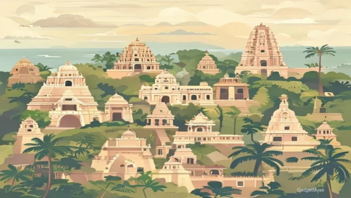 Map of budget travel routes for heritage sites in South India, highlighting temples, forts and coastal ruins | GadgetMuse